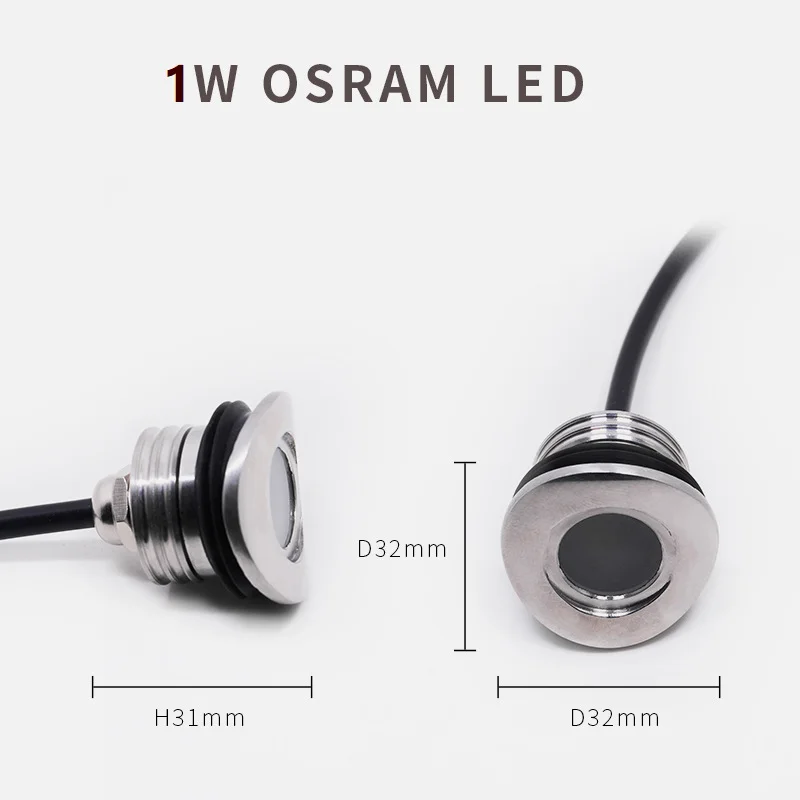 etrnLED 12V 24V Outdoor LED Handrail Stair Railing Curved Light Waterproof IP68 RGB Mini Recessed Spot Exterior Terrace Lamp 1W