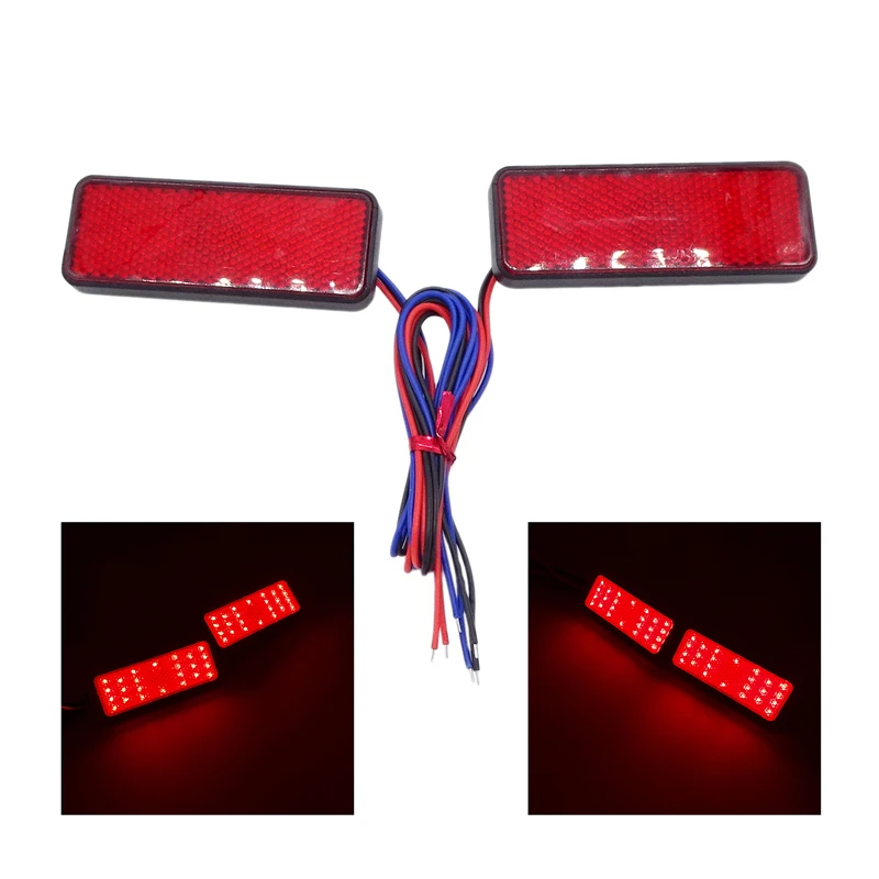 2Pcs Motorcycle Tail Brake Turn Signal Light 24LED Rectangle Car Lamp for Jeep Trailer Reflectors Truck Side Warning Stop Lights