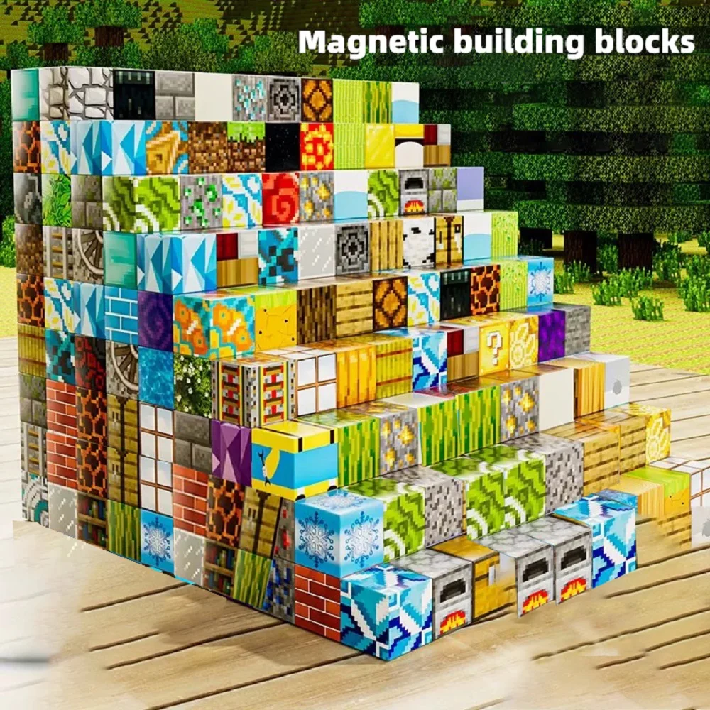 Magnetic building block toy storage box set Children's DIY assembly toys Table-top play blocks Christmas Thanksgiving Day gift