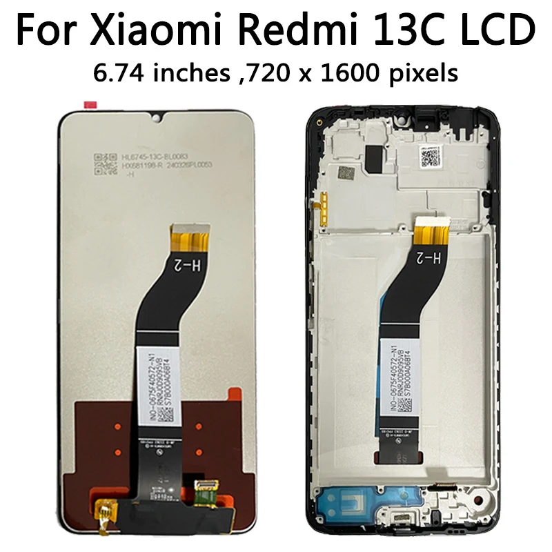 6.74\'\'High Quality For Xiaomi Redmi 13C LCD 23100RN82L 23106RN0DA Display Touch Panel Screen Assembly Redmi 13C 5G LCD Screen