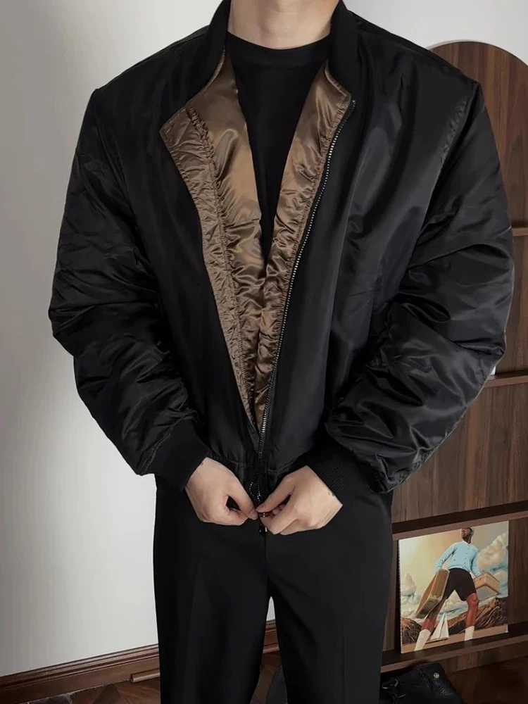 American Sle Patchwork Color Blo Flight Jaet Cotton Workwear for Men Winter Loose Fit ort Bomber Baseball Coat