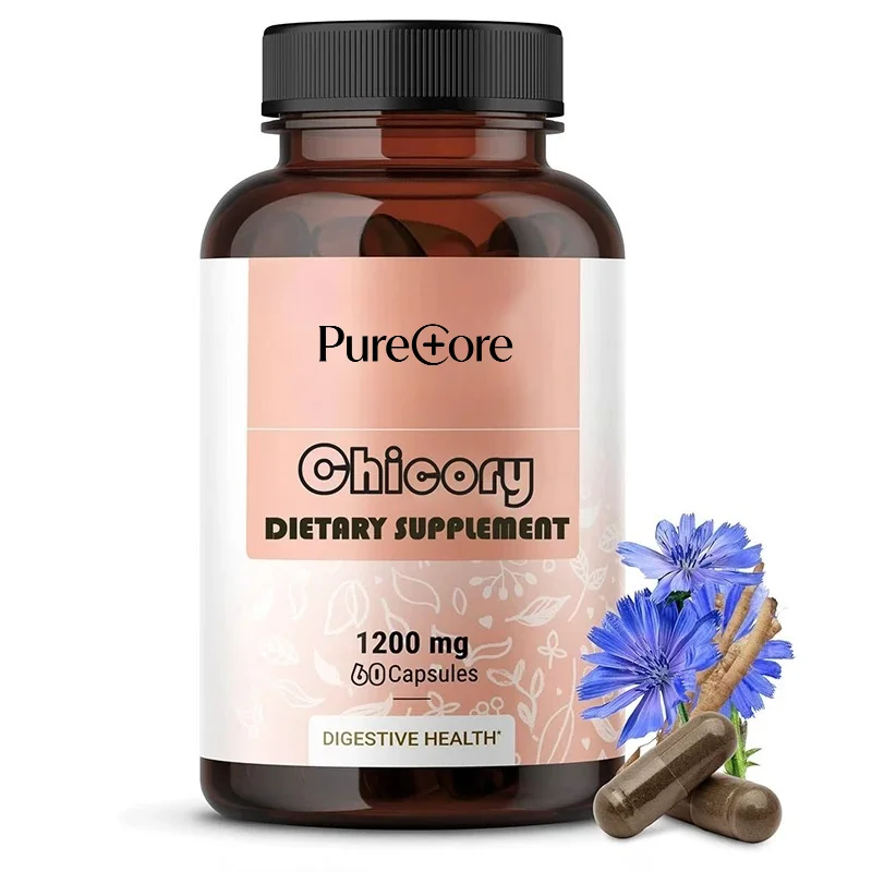 Chicory Root Fiber 1200mg, Used for Intestinal Cleansing and Digestive Support - Vegan, Non GMO Supplement, 60 Capsules