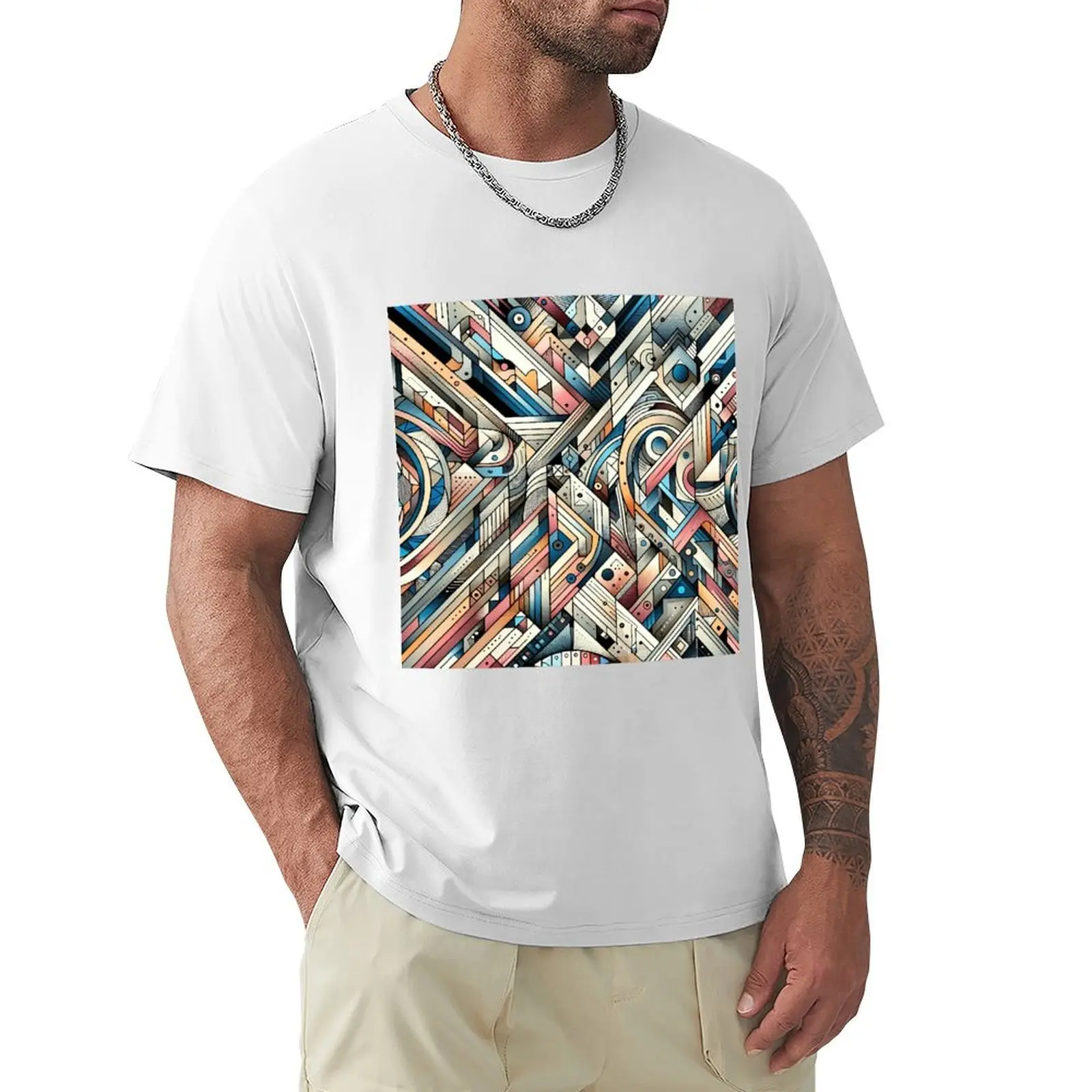 Geometric Symphony T-Shirt boys whites plus sizes Men's t-shirts