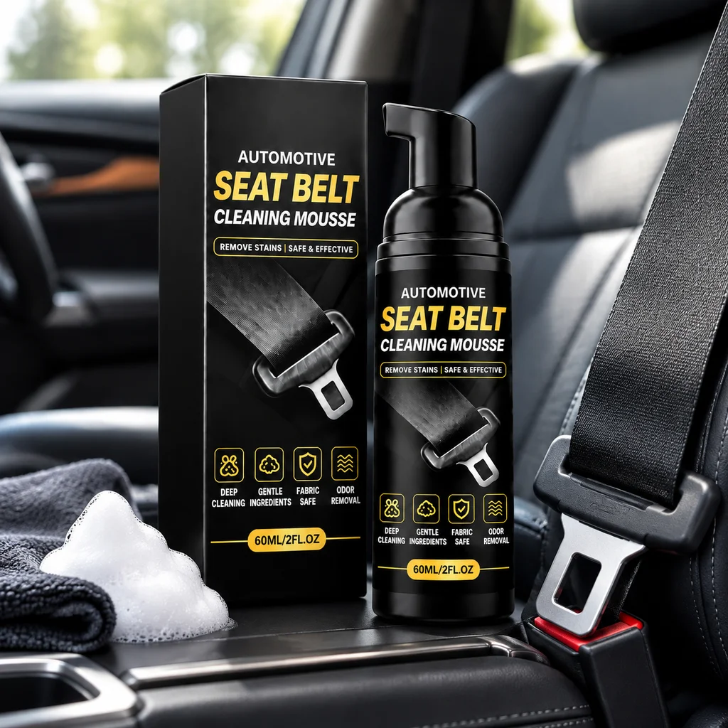 Car Seat Belt Cleaning Mousse Break down Oil Stain Sweat Marks Decontamination Odor Elimination Anti-Hardening Fabric Protection