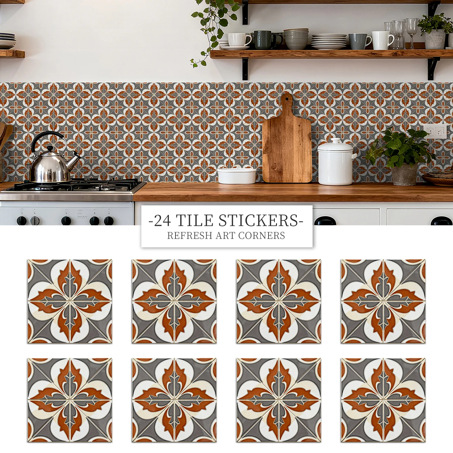 

Vintage Flower Self-Adhesive Wall Tiles 10/15/20cm HD Pattern Matte Peel and Stick Tile Stickers for Home Decor Kitchen Bathroom