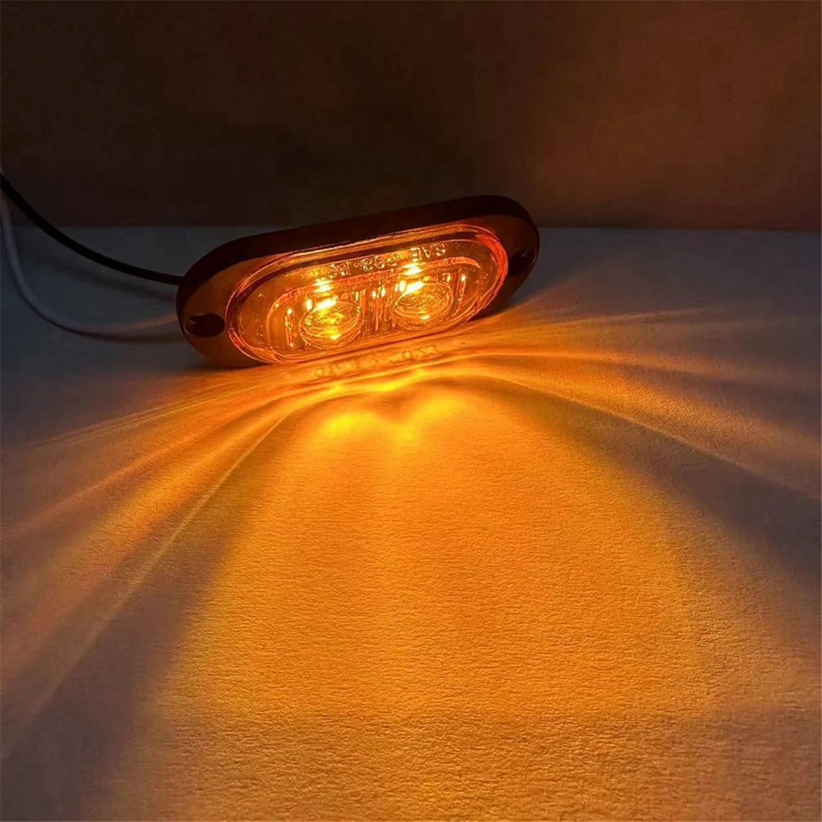 

10Pcs 12V-24V 2LED Car Side Marker Lights Turn Signal Lights Indicator Lights Taillight for Trailers Trucks Yellow