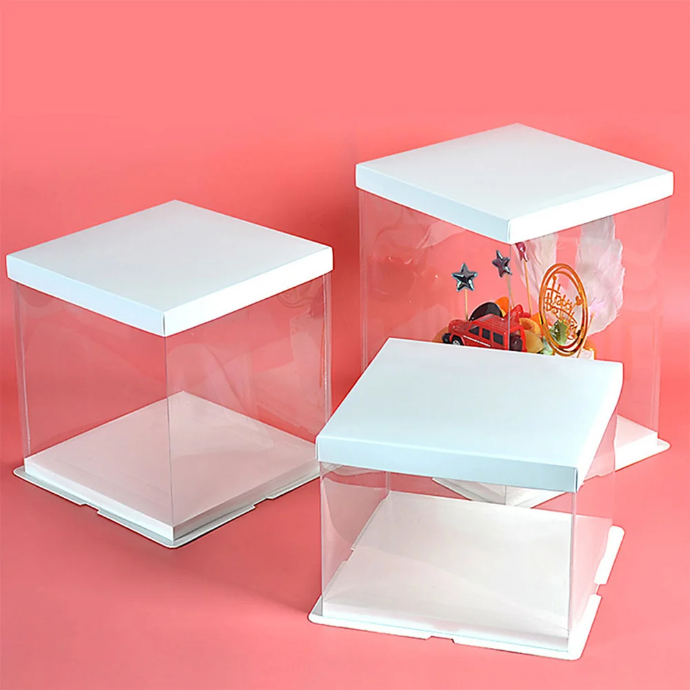 

4Pcs Clear Cake Holder Boxes Size Fit 6 Inches Cakes Portable Cake Packing Carrier Suitable for Birthday Baby Shower