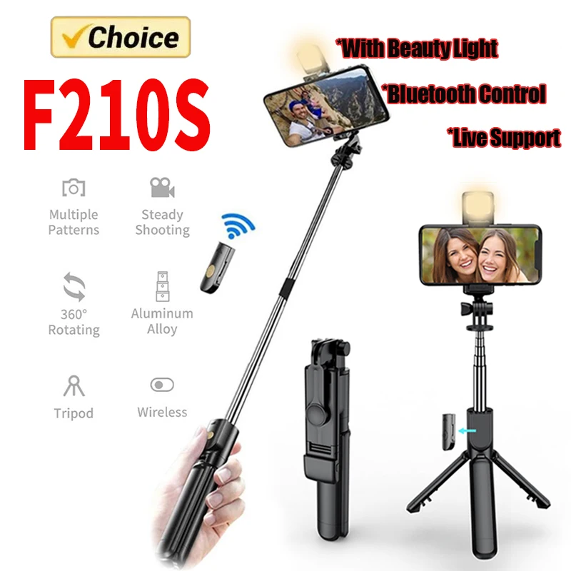 Wireless Selfie Stick Tripod Stand with Light Bluetooth Remote Extendable Tripod for iPhone Mobile Phone Tiktok Live Streaming