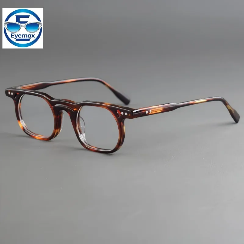 2026 Fashion Vintage Round Gray Marble Acetate Glasses Frame Green Striped Temple Optical Prescription Eyeglasses for Men Women
