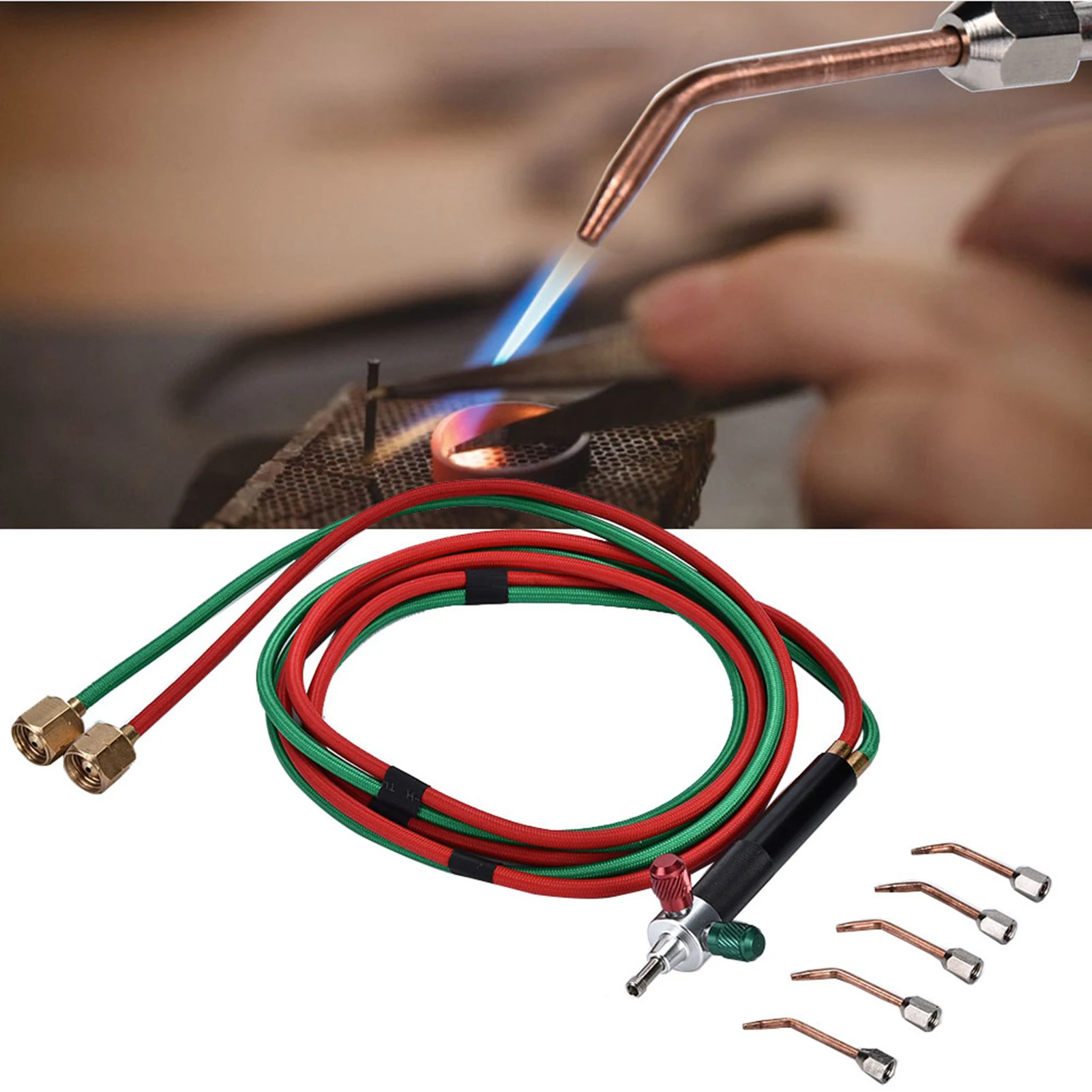 

Jewelry Processing Equipment Oxygen Welding Torch Tool Flame Gun with 5 Tips