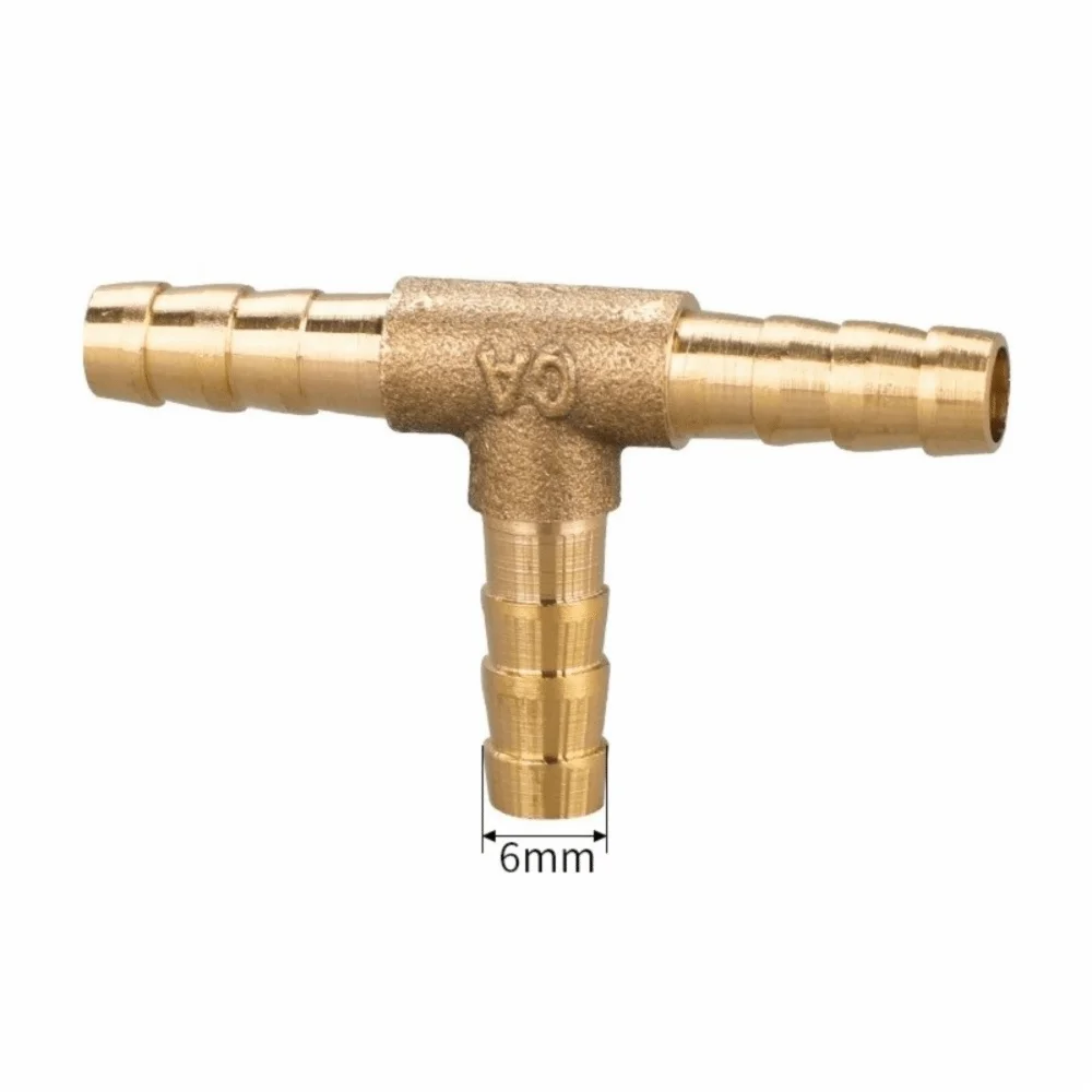 Brass Brass T Piece T Shape Universal Barbed Tee Connector 6mm 8mm 10mm 12mm 3 Way Hose Joiner