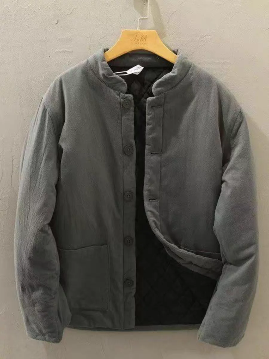 

Мужская зимняя утепленная хлопковая куртка в китайском стиле, повседневная свободная куртка-танк с воротником-стойкой, длинный рукав, молодежная модная модель