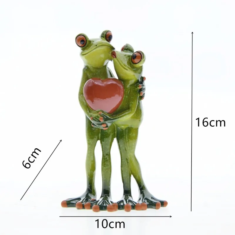 Cute Couple Heart-Hugging Frog Figurines Resin Ornament Garden Desk Decoration Creative Home Decor Birthday Valentine Present