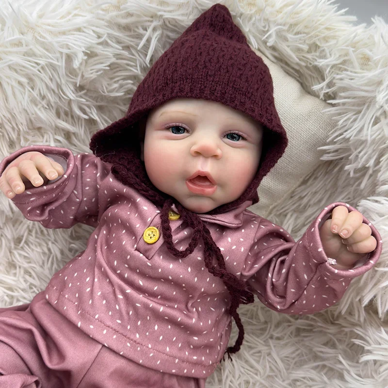 48cm Reborn Baby Doll Estella Soft Body Lifelike Handmade 3D Skin with Visbile Veins Collectible Art Doll Christmas Gift