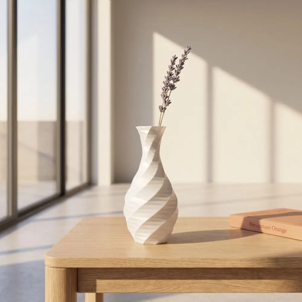 Nordic 3D Printed Decorative Vase Simple White Color Mini Flower Vases Desktop Ornament Spiral Vase Flower Arrangement