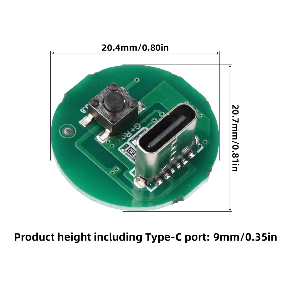 Single-Speed Flashlight Driver Board 10-20W High-Power Type-C Charging for LED and Motors DIY Flashlight Accessories
