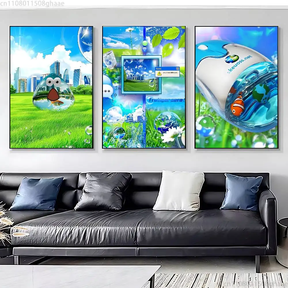 Frutiger Aero Art Cosplay Classic Wall Art, Canvas Print Poster, Suitable for Home, Living Room, Room Decoration Painting