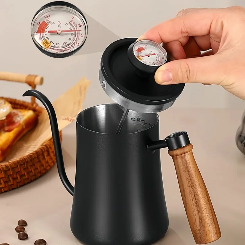Stainless Steel Goose Neck Coffee Pot Drip Port 550ml Pour Over Coffee Kettle Scale Comfortable Grip Hand Brewing Kettle