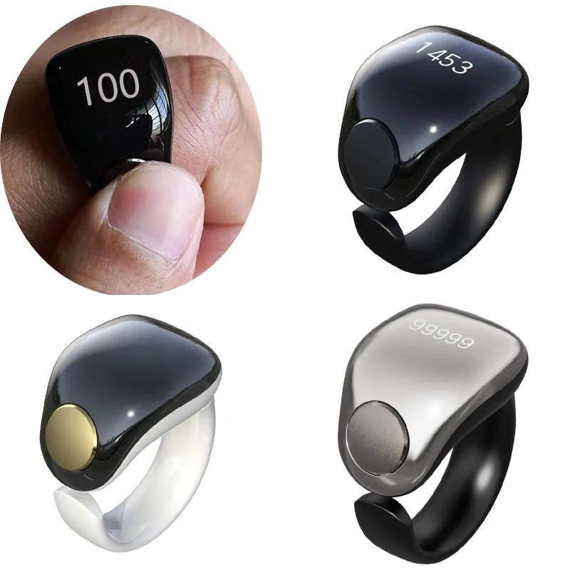 Intelligent Prayer Counting Rings App Control Tasbih Faith Zikr Rings Magnetic Wireless Charging 99999 Counts 5 Digit