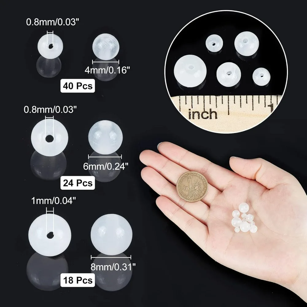 82Pcs 3Sizes 4mm 6mm 8mm Selenite Round Beads Selenite Round Spacer Loose Stone Beads Polished Selenite