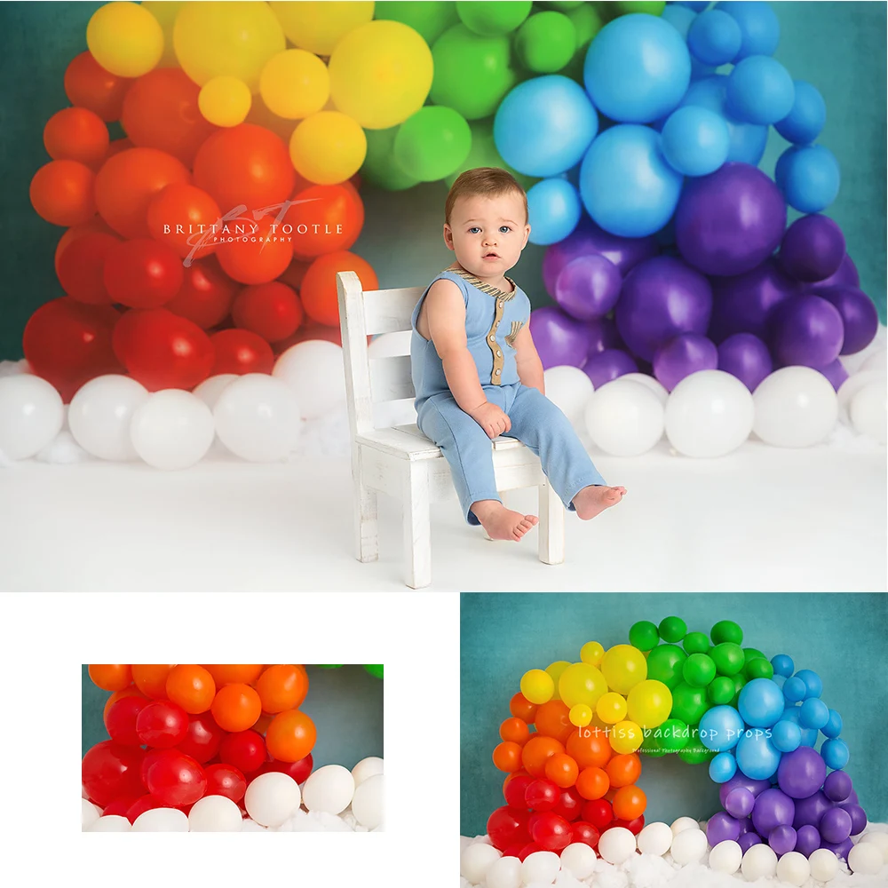 

Colourful Rainbow Balloons Backdrops Kids Baby Photocall Decors Child Birthday Cake Smash Photography Backgrounds