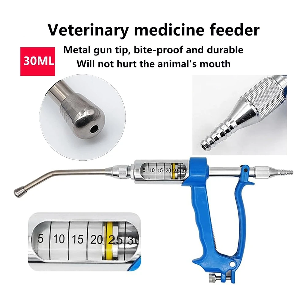 

ABVT-Veterinary Medicine Dispenser, Sheep Drench Gun Adjustable Veterinary Metal Feeding Gun Continuous Drench Gun