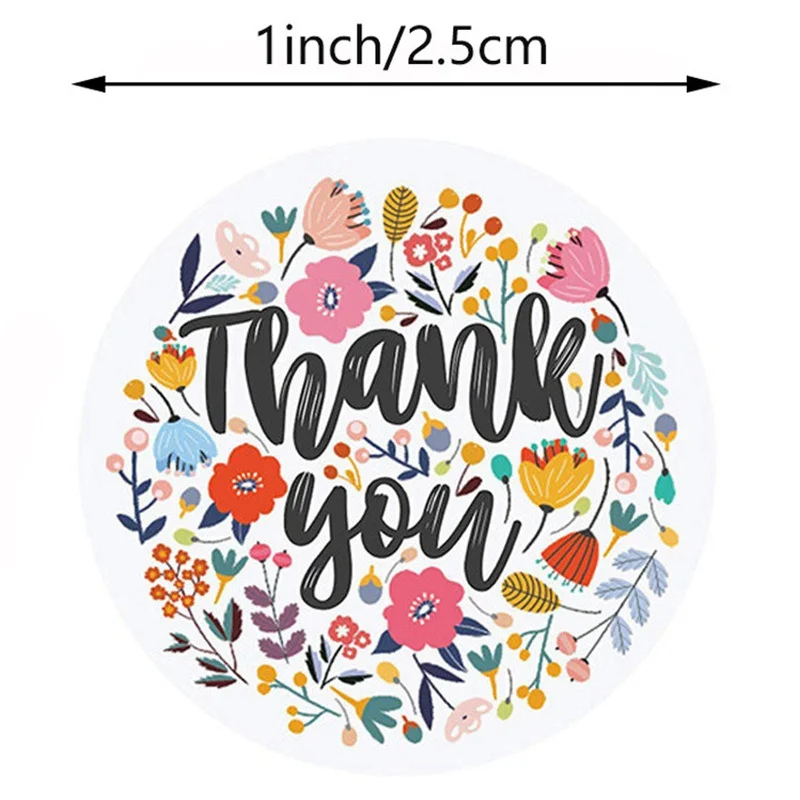 500 قطعة من ملصقات الشكر مقاس 1 بوصة بتصميم دائري متعدد الألوان على شكل زهرة، يوصى بها بشدة لأعياد الميلاد وحفلات الزفاف والهدايا