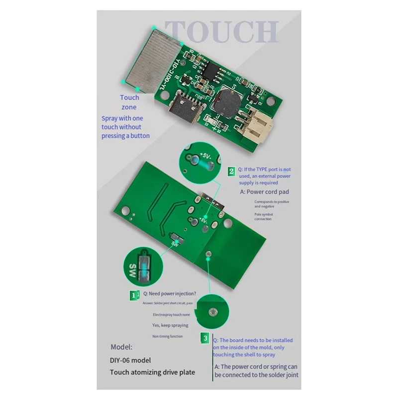 AA08-USB وحدة المرطب الهباء الجوي لوحة تحكم PCB وحدة التغشية وحدة المرطب 5 فولت