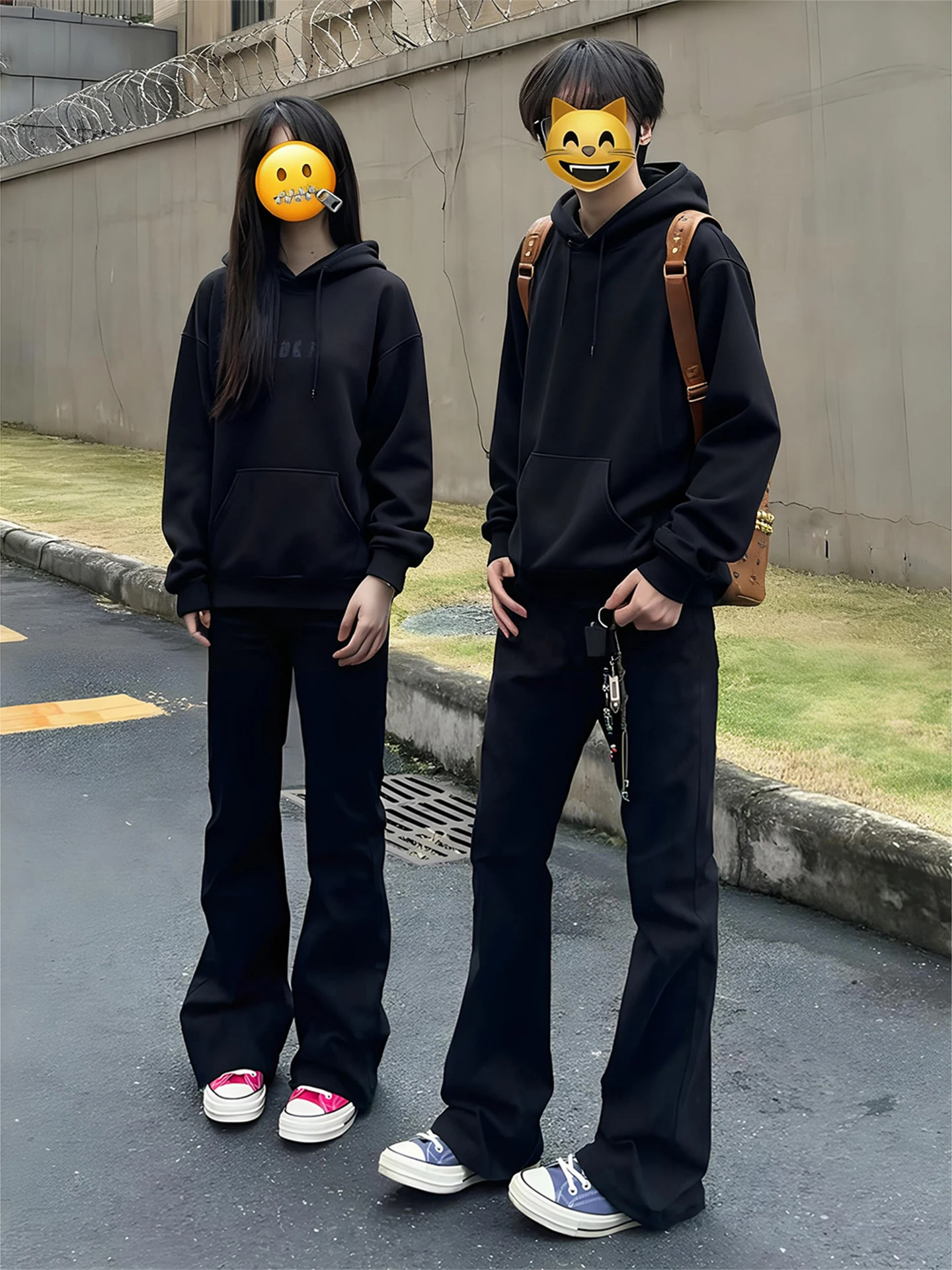 

Bla American Flared Jeans Men's Women's Autumn High Street Couple's Slim Straight Leg Jeans Youthful Casual Wear