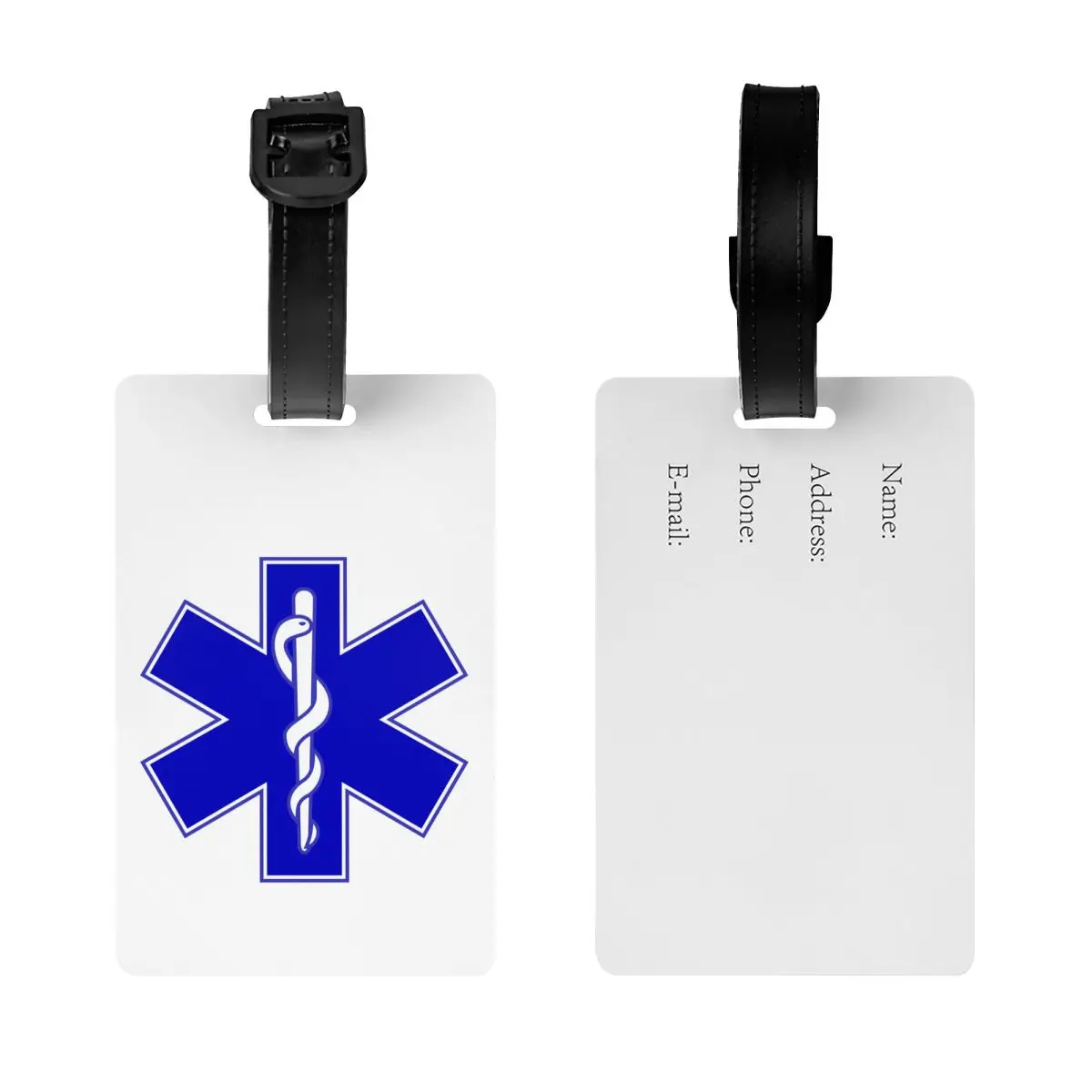 Emt Star Of Life Luggage Tags for Travel Suitcase Paramedic Medical Privacy Cover ID Label