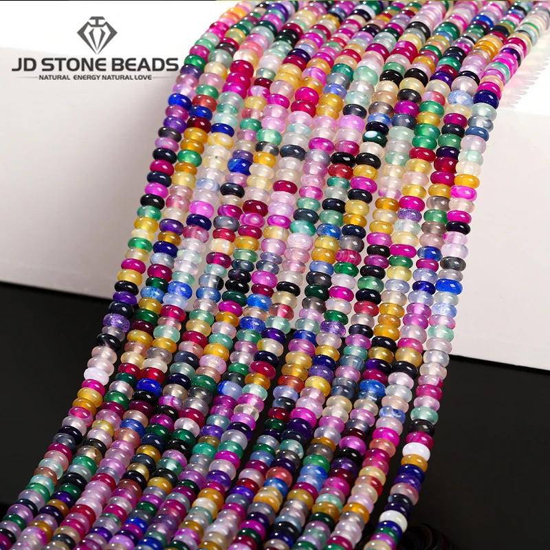 

4x2mm Natural Stone Mixed Agate Flat Round Abacus Shape Bead Loose Spacer For Jewelry Making Diy Necklace Bracelet Accessory