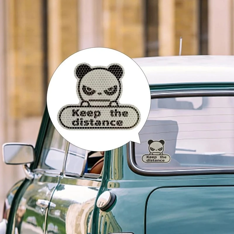 Keep the distance Panda Crystal Reflective Car Sticker