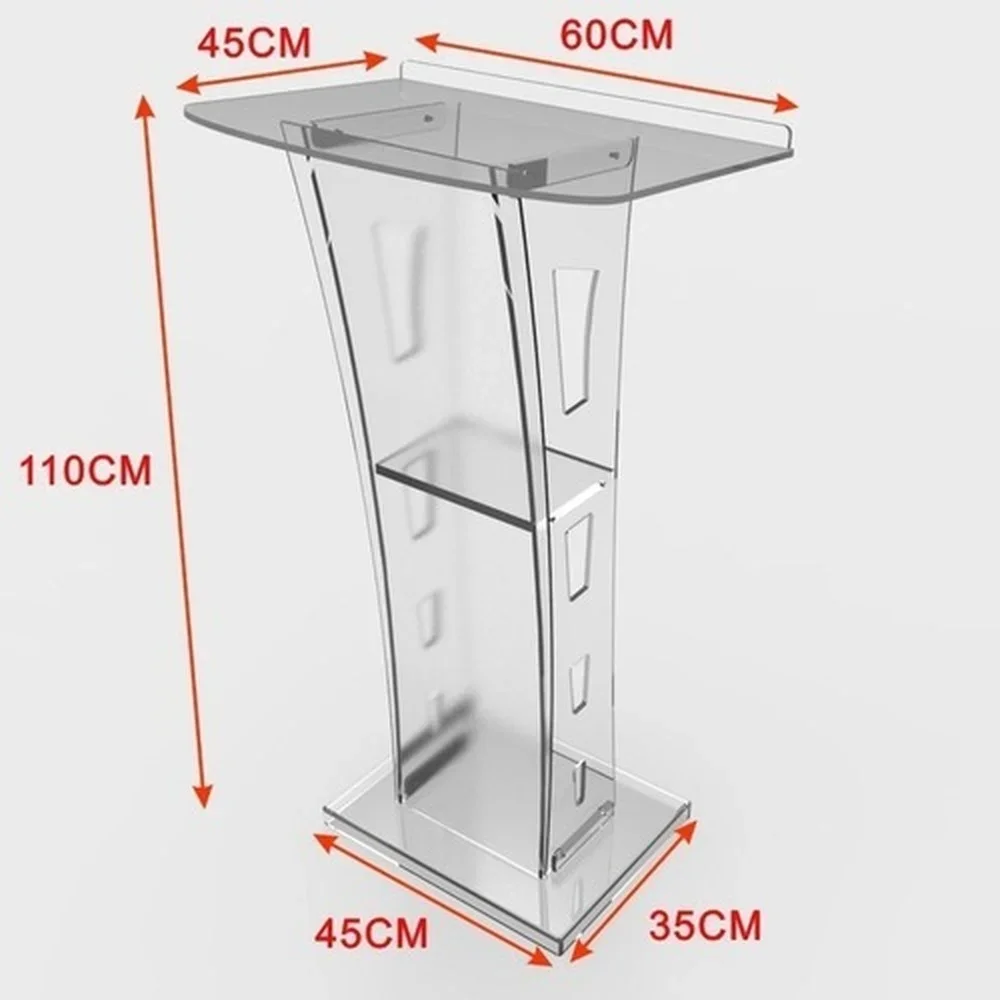 Clear Podium Stand - Acrylic Pulpits for Churches, Professional Portable Presentation Podium Lectern with Wide Reading Surface