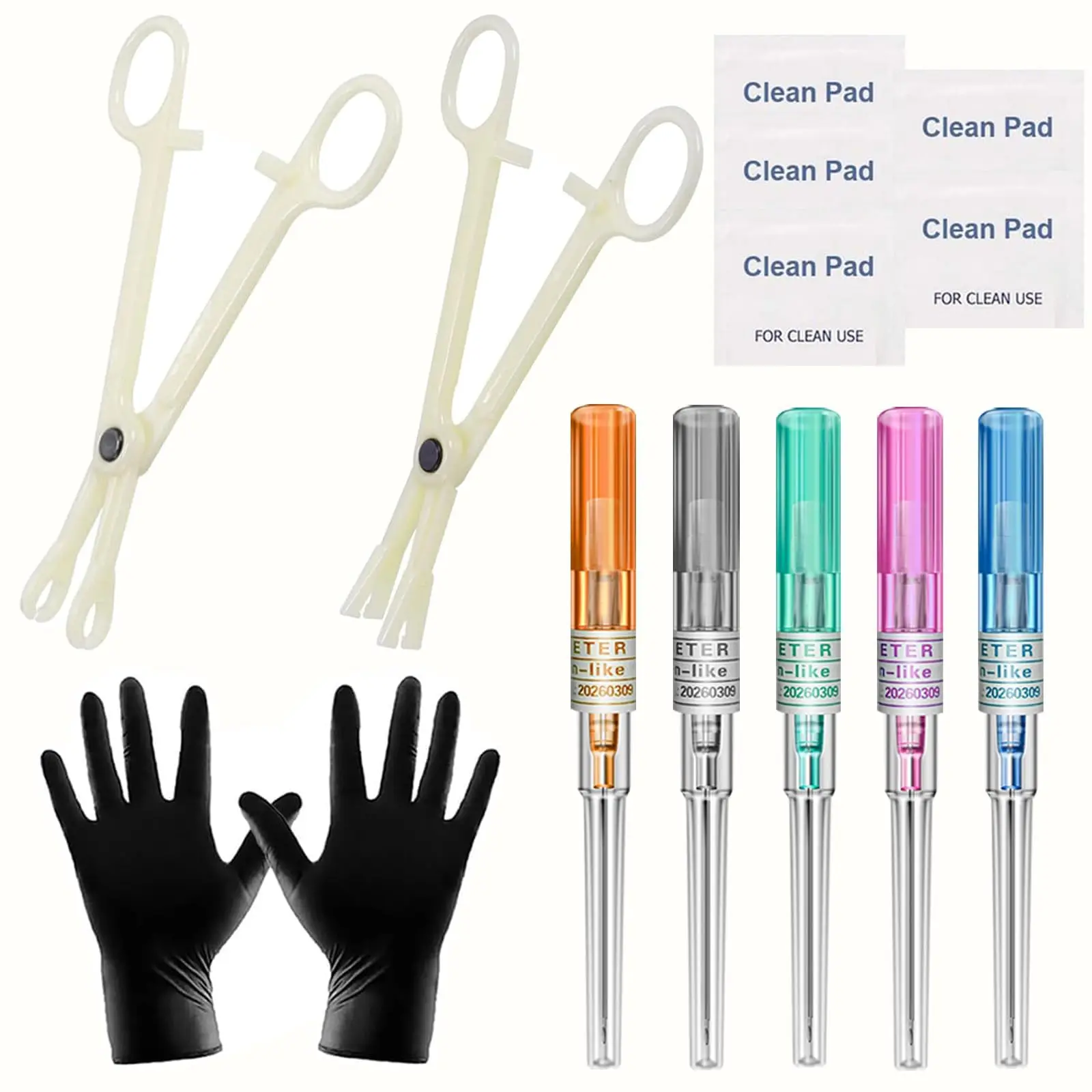 Piercing Kit Includeds Mixed 14G 16G 18G 20G 22G Catheter Piercing Piercing Clamps Clean Tools Belly Ear Nose Piercing Kit