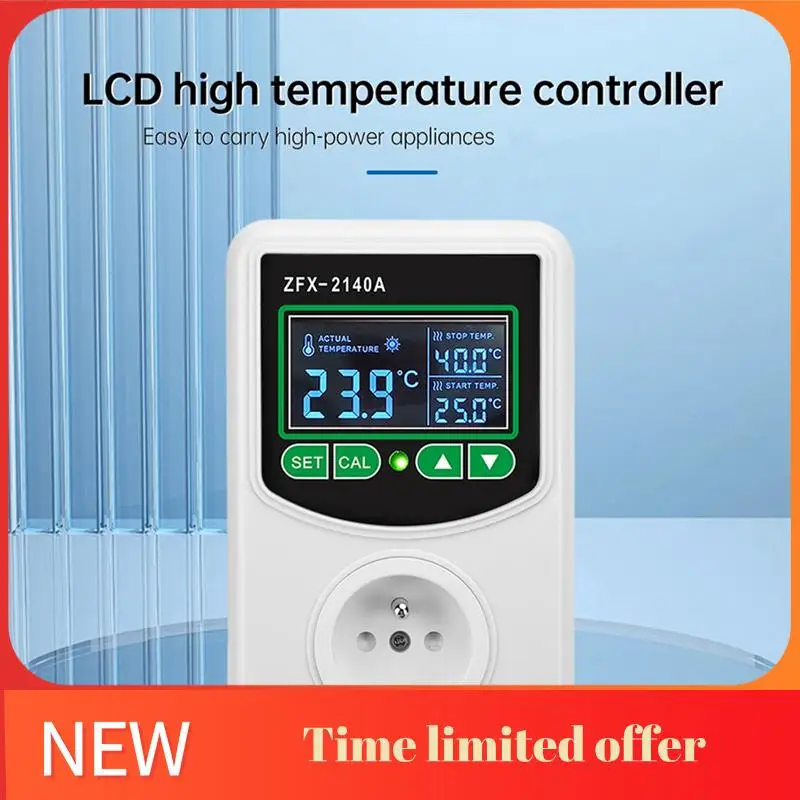 

A42T-ZFX-2140A Мощный ЖК-цифровой дисплей, регулятор температуры, розетка, термостат, датчик, вилка европейского стандарта