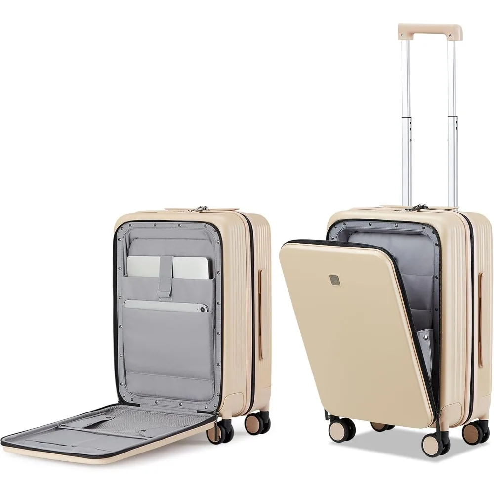 

Hanke Grace Airline-Approved Hard Shell Carry-On Luggage with Wheels and TSA Lock, Top Opening with Front Pocket