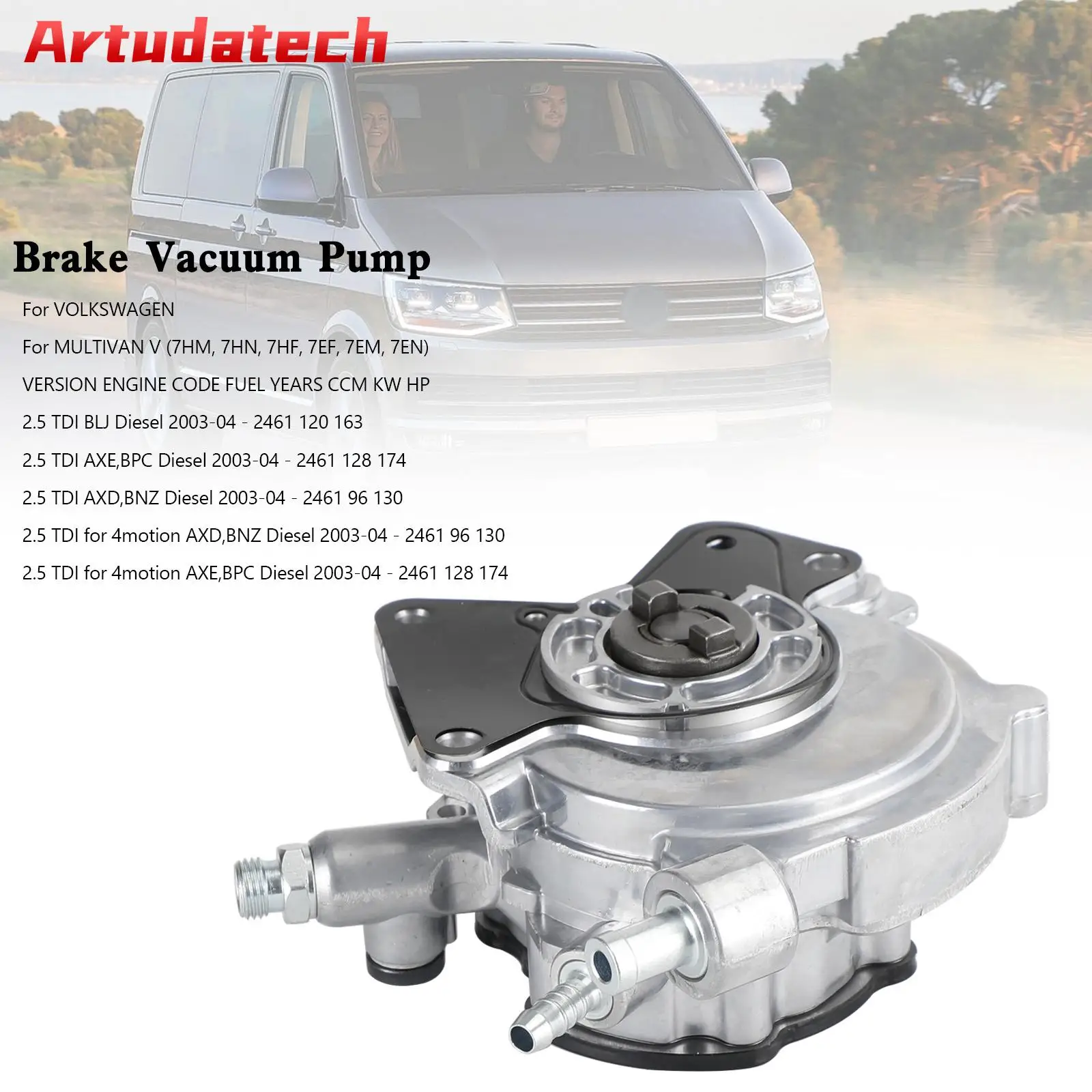 Artudatech Brake Vacuum Pump 070145209H For VW Transporter V T5 Multivan V 5 Touareg Car Accessories