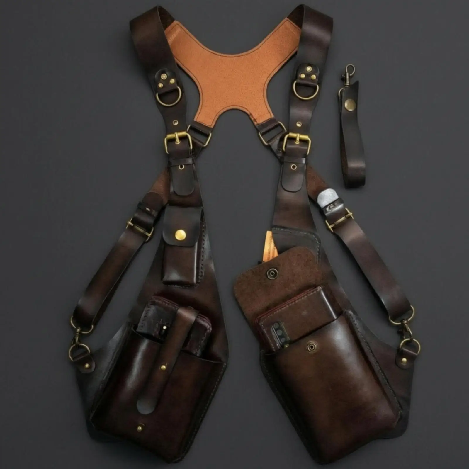 Versatile Synthetic Leather Crossbody Phone Bag with Adjustable Straps for Traveling and Outdoor Use