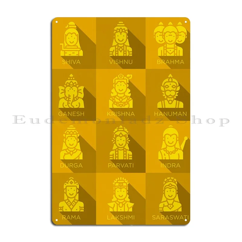 Hindu Gods Icons 7 Metal Signs Retro Club Printing Cinema Wall Custom Tin Sign Poster