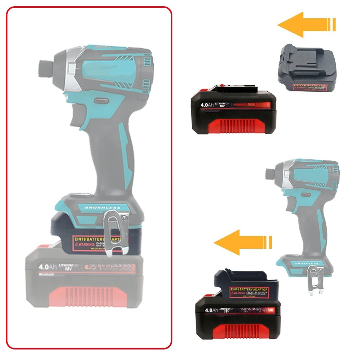 

Battery Adapter for Ein-hell 18V Lithium Batteries Compatible with For Dewalt/Milwaukee/Makita/Bosch 18V/20V Battery Power Tools