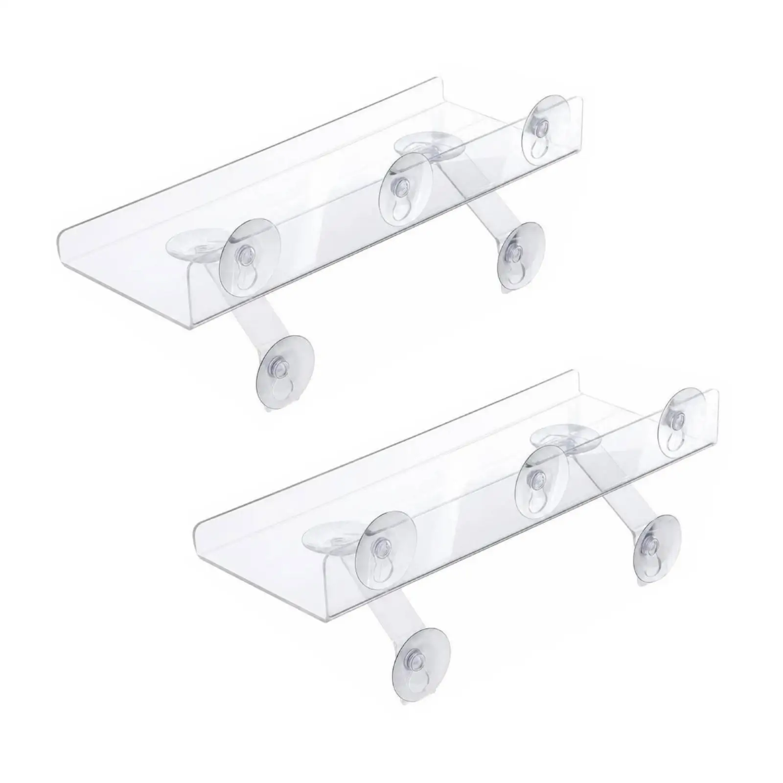 Acrylic Window Suspension Shelf Transparent Plant Display Rack with Strong Suction Cups for Glass Marble Indoor Garden
