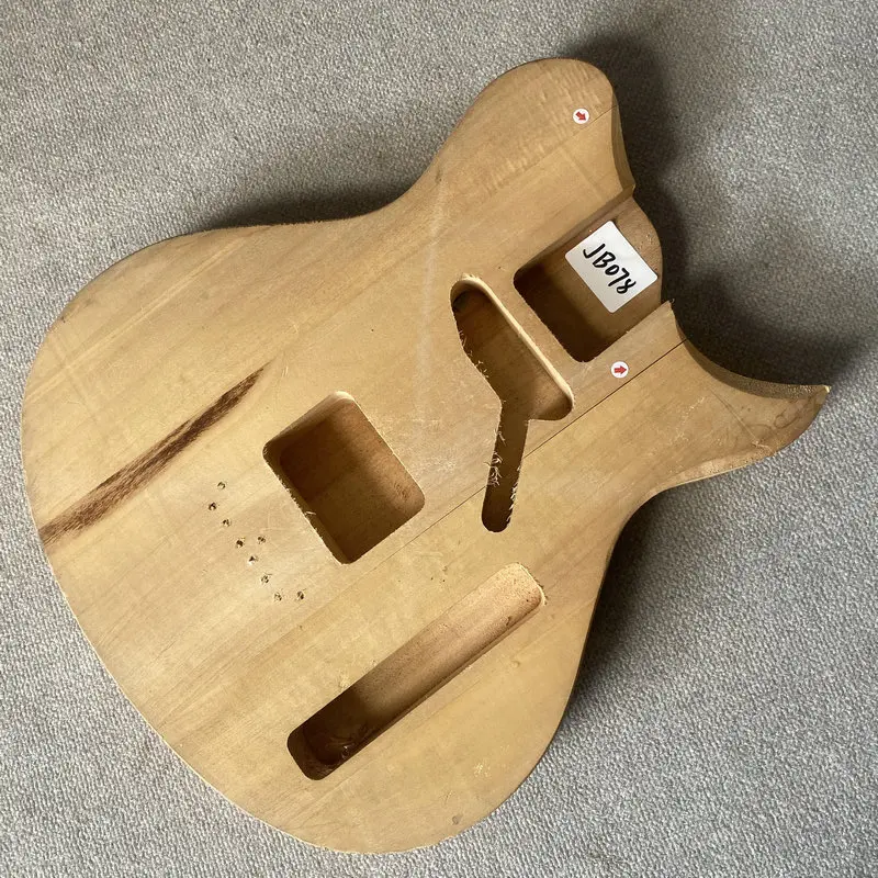 

JB078 Custom Mini TL Electric Guitar Body Natural Solid Wood String Through No Paints Unfinished DIY Replace Wood Crcaks
