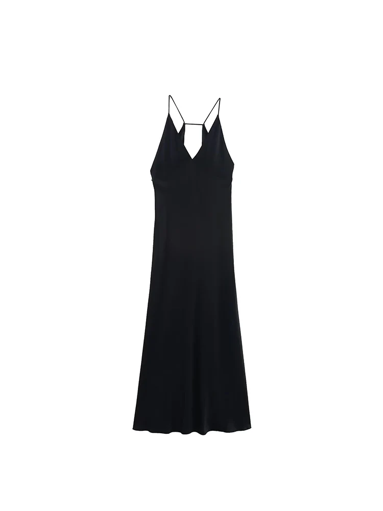 2025 Women Summer Strap Dress Fashion Solid Strapless Sleeveless Satin Female Elegant Street Party Dresses Clothing