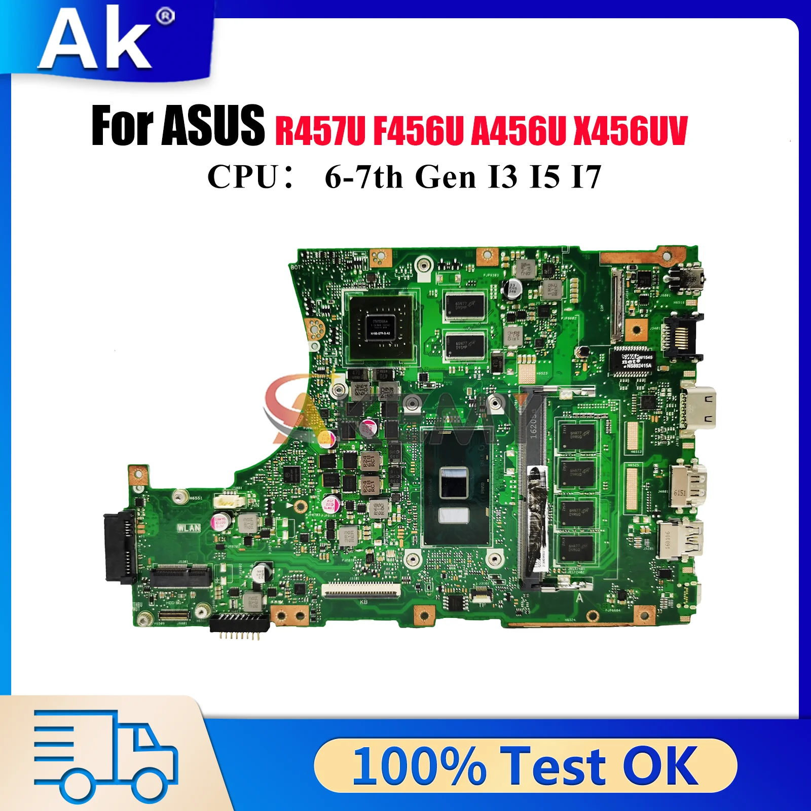 

X456UV Материнская плата для ноутбука ASUS X456UQK X456UVK X456UJ A456U F456U X456UF X456U R457U X456UAK X456UQ Материнская плата I3 I5 I7 CPU