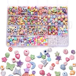780pcs/Box Mix Acrylic Spacer Beads with Imitation Pearl Beads Girls DIY Bead Set for Friendship Bracelet Jewelry Making Kits
