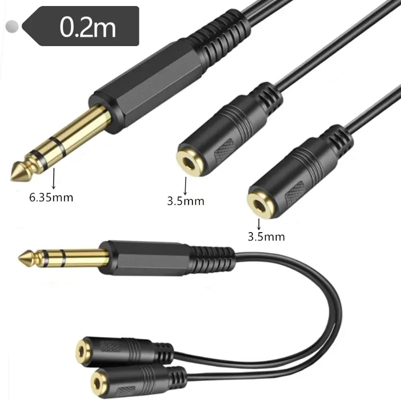 

Short Audio Extension Cable 6.35mm Male To 2 X 3.5mm Female Spiltter Stereo Cord