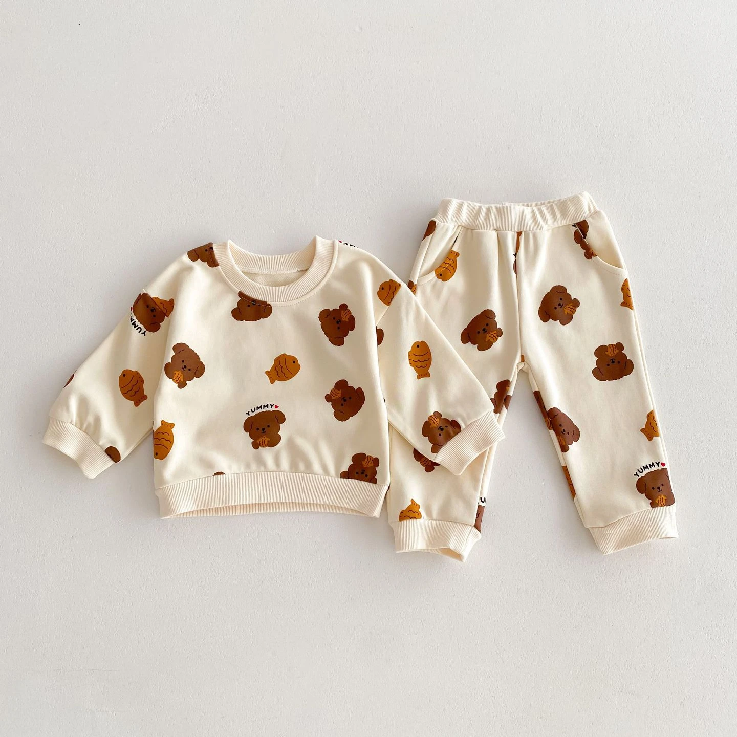 

2024 Spring New in Kids Baby Boys Girls Cute Clothes Children Cartoon Bear Top + Pants Toddler Set 2pcs 3M-4Y