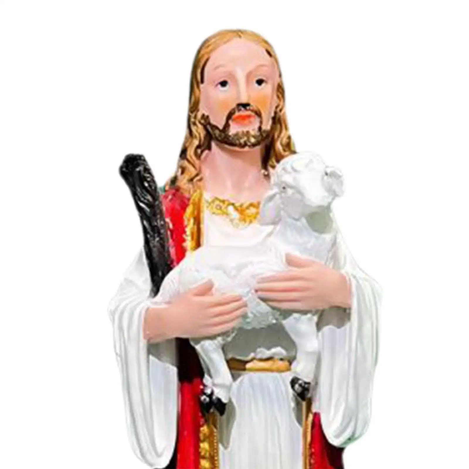 Collezione natalizia di figurine di Gesù che tiene un agnello da 20 cm per l'arredamento della stagione natalizia