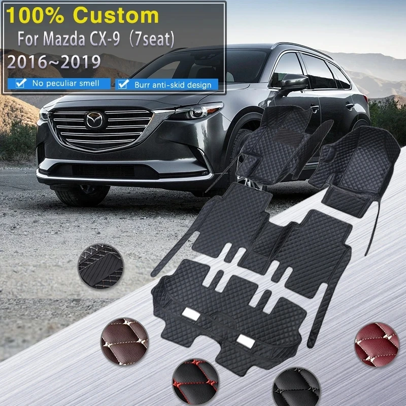 

Автомобильный напольный коврик для Mazda CX-9 7seat TC 2016 2017 2018 2019, автомобильные коврики, кожаный напольный коврик, детали интерьера, автомобильные аксессуары