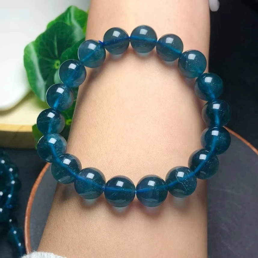 Natural Blue Fluorite Quartz Gemstone Bracelet 8mm 10mm Clear Round Beads Blue Fluorite Women Men AAAAA